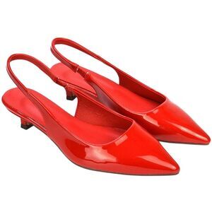 XY London Womens/Ladies Jenny Sling Back Kitten Heel Pumps / Red
